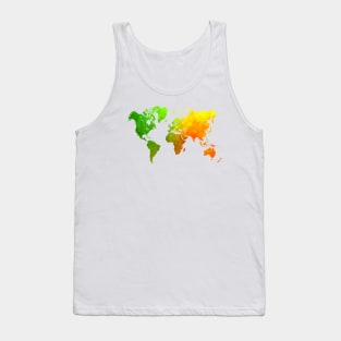 world map green yellow #map #worldmap Tank Top